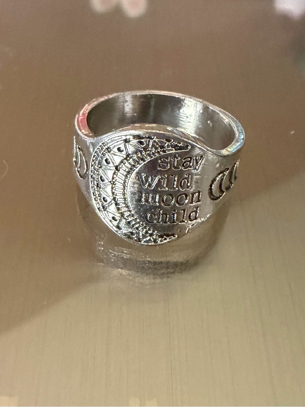 Silver 'Stay Wild Moon Child' Statement Ring - Accessory